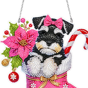 Acrylic Special Shaped Christmas Stocking Schnauzer Hanging Diamond Kits Decor