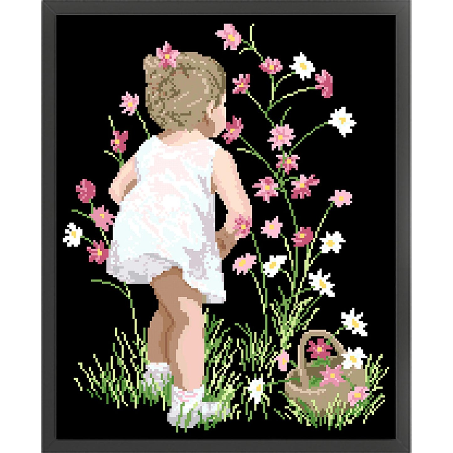 Picking Flowers - Full  9CT Stamped Cross Stitch - Bead Embroidery 40x54CM/15.75x21.26in