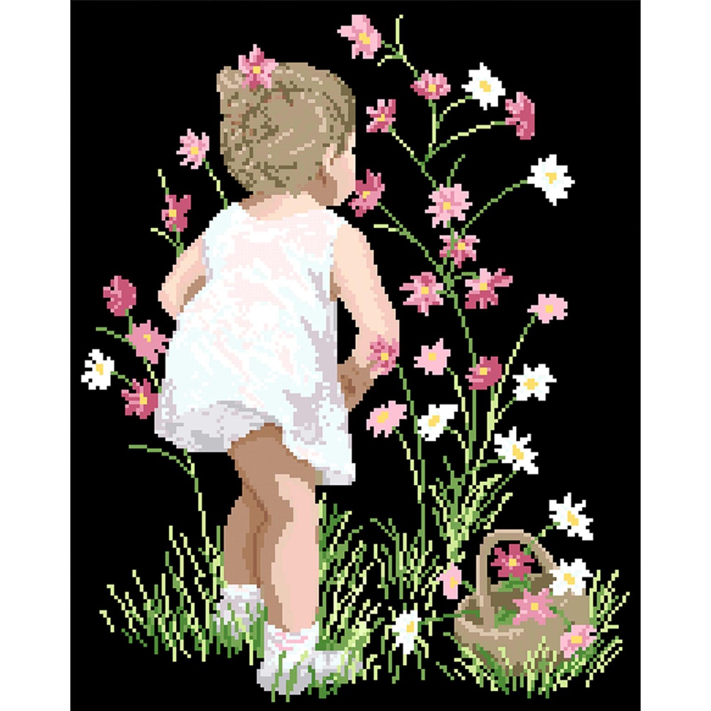 Picking Flowers - Full  9CT Stamped Cross Stitch - Bead Embroidery 40x54CM/15.75x21.26in