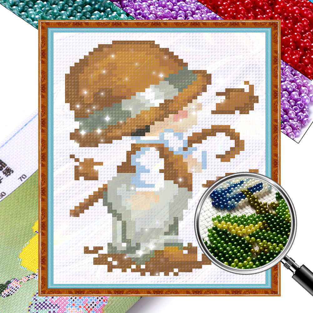 Four Seasons Baby - Autumn - Partial  9CT Stamped Cross Stitch - Bead Embroidery 17x20CM/6.69x7.87in