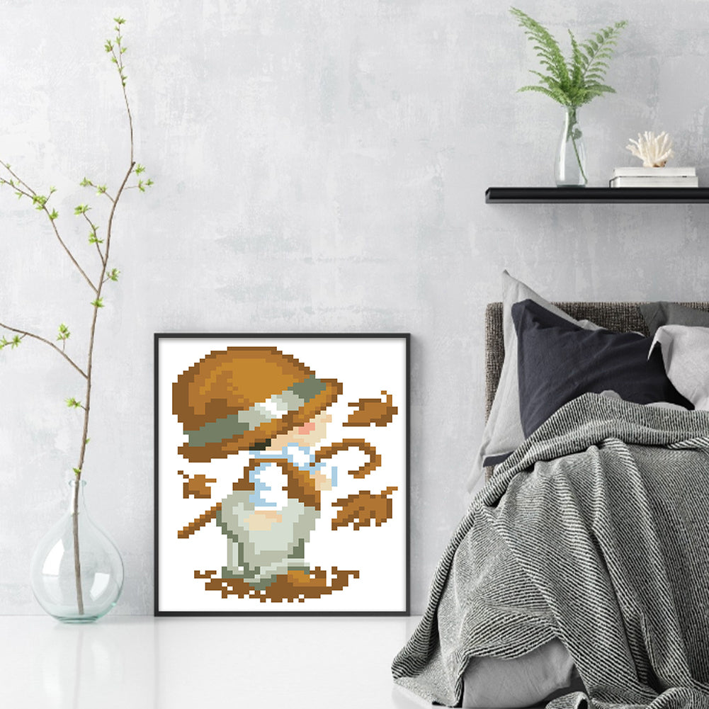Four Seasons Baby - Autumn - Partial  9CT Stamped Cross Stitch - Bead Embroidery 17x20CM/6.69x7.87in