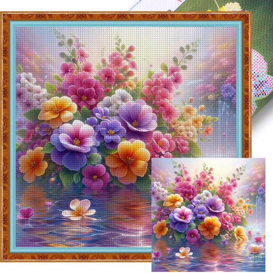 Dreamy Flowers - Full 11CT Stamped Cross Stitch 40x40CM - Huacan