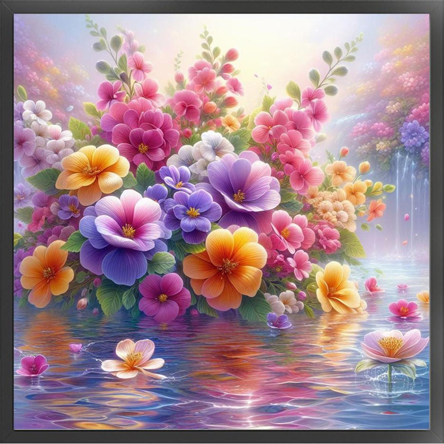 Dreamy Flowers - Full 11CT Stamped Cross Stitch 40x40CM - Huacan