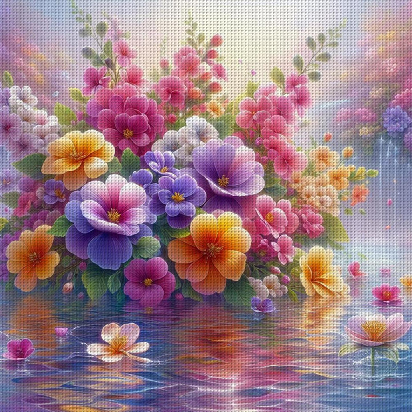 Dreamy Flowers - Full 11CT Stamped Cross Stitch 40x40CM - Huacan