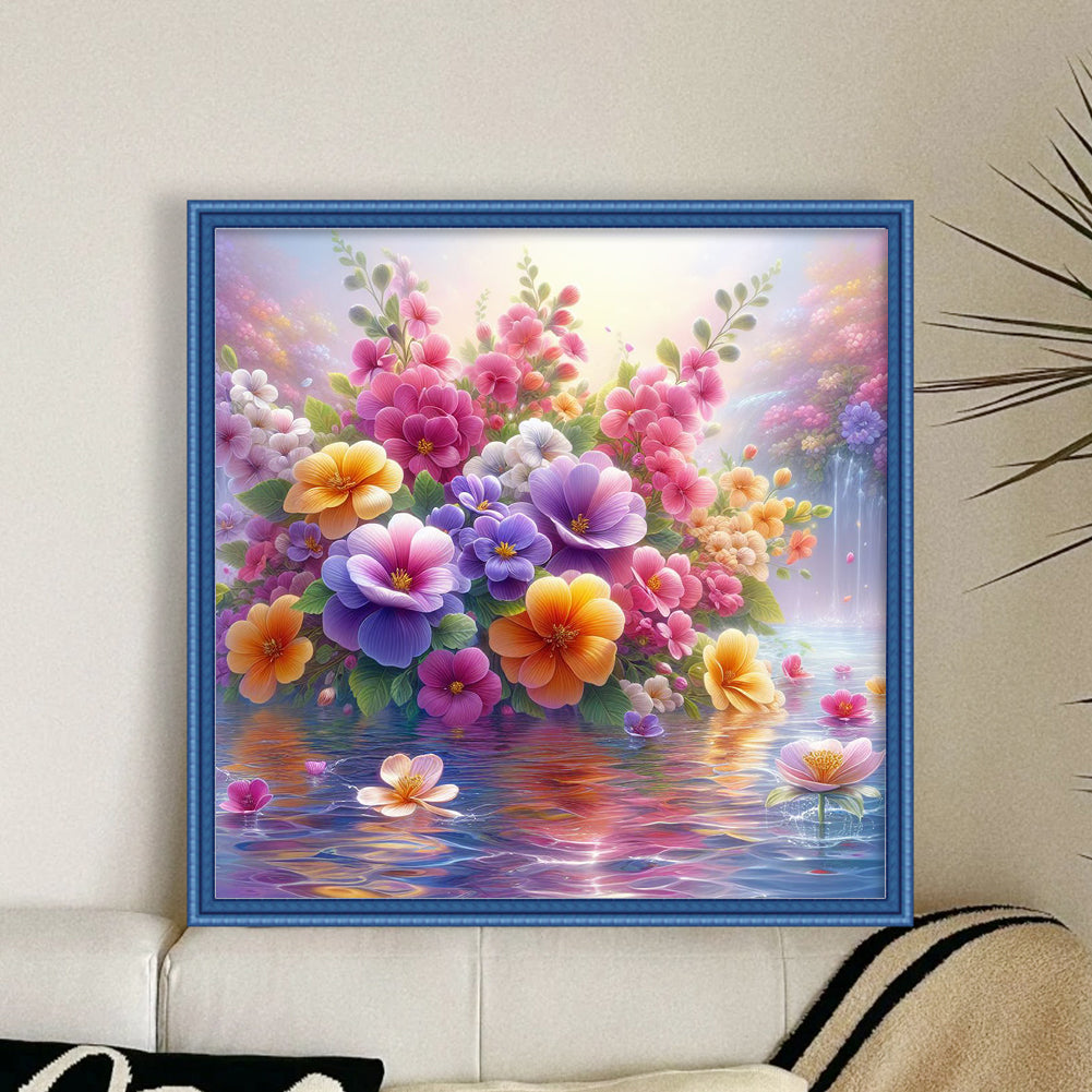 Dreamy Flowers - Full 11CT Stamped Cross Stitch 40x40CM - Huacan