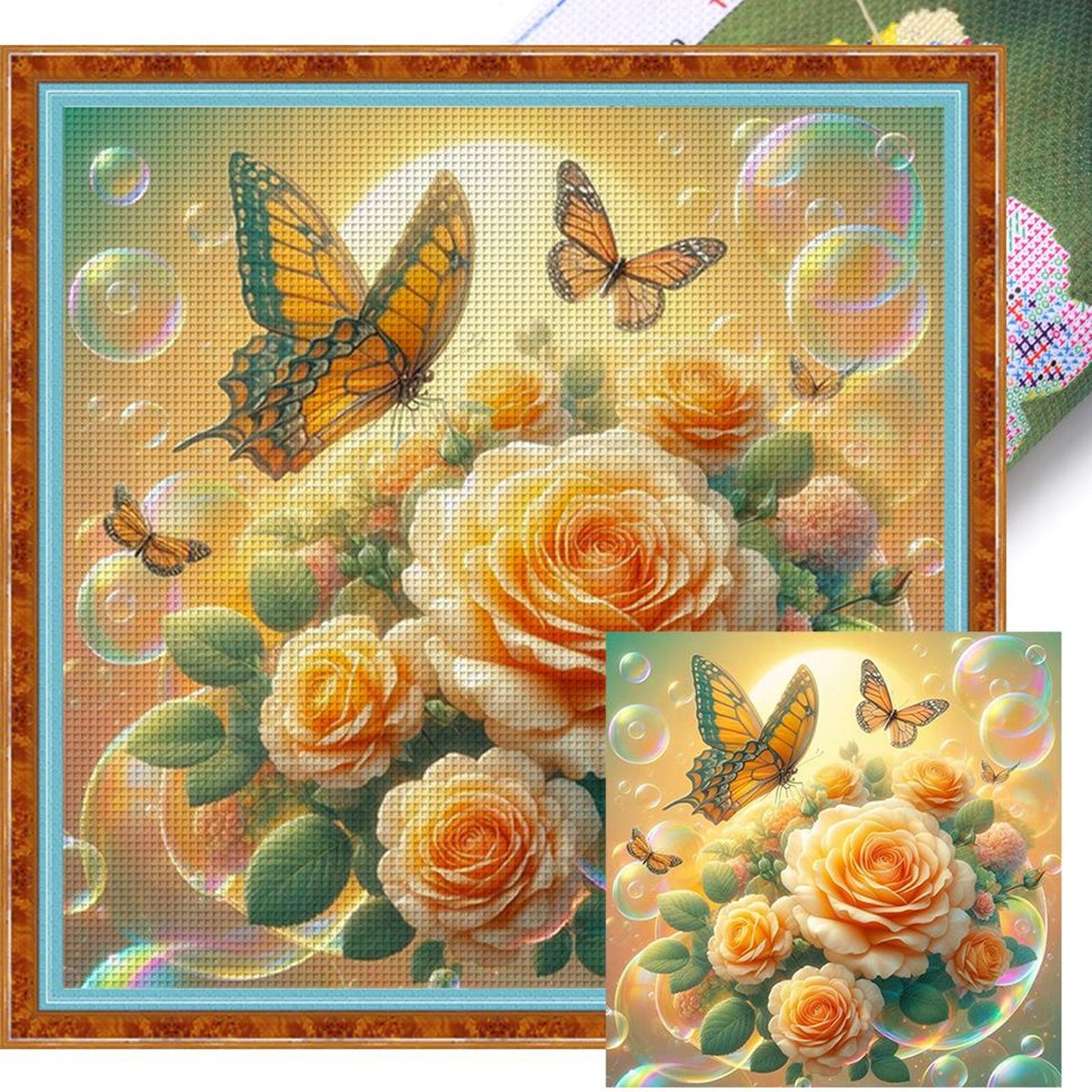 Dreamy Flowers - Full 11CT Stamped Cross Stitch 40x40CM - Huacan