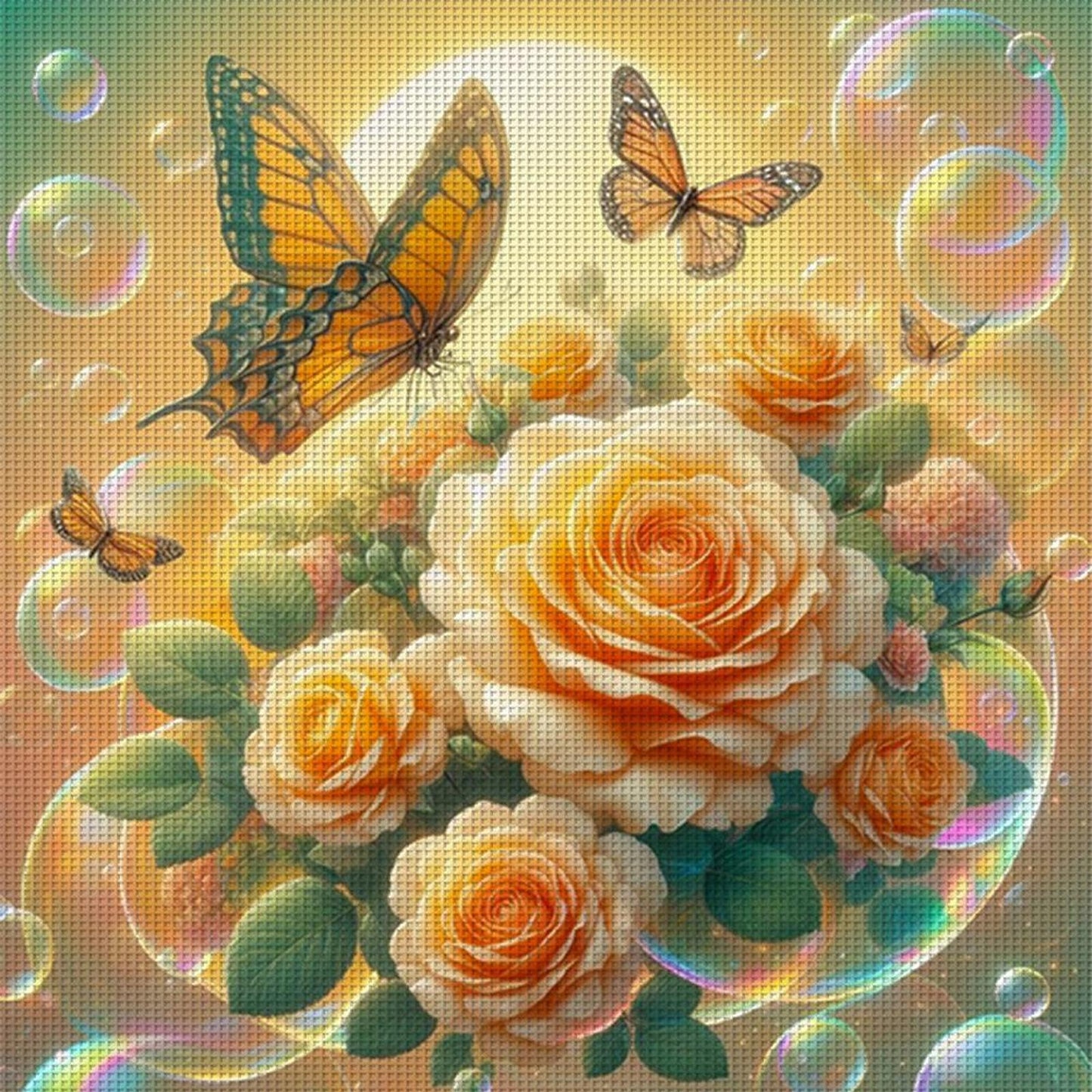 Dreamy Flowers - Full 11CT Stamped Cross Stitch 40x40CM - Huacan