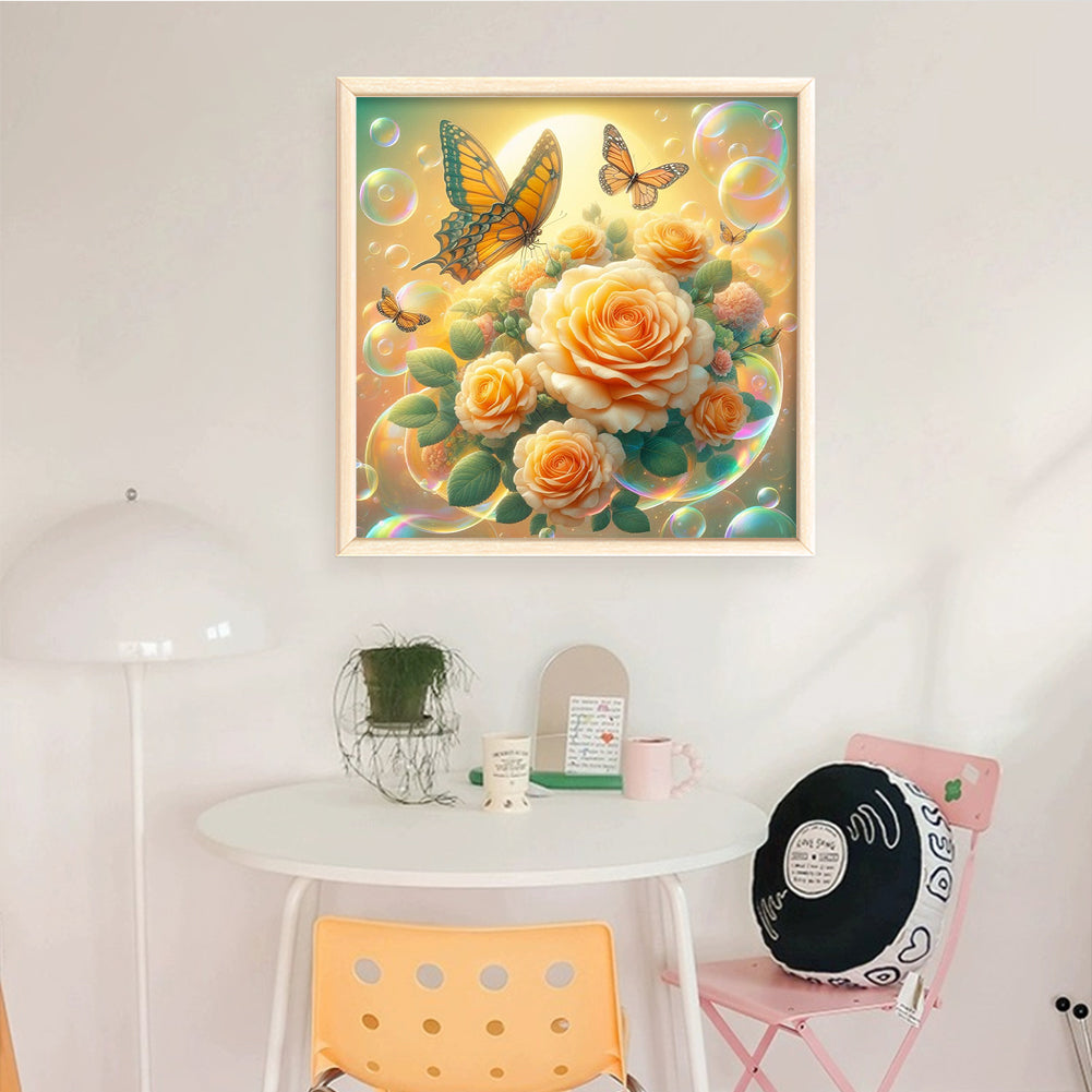Dreamy Flowers - Full 11CT Stamped Cross Stitch 40x40CM - Huacan