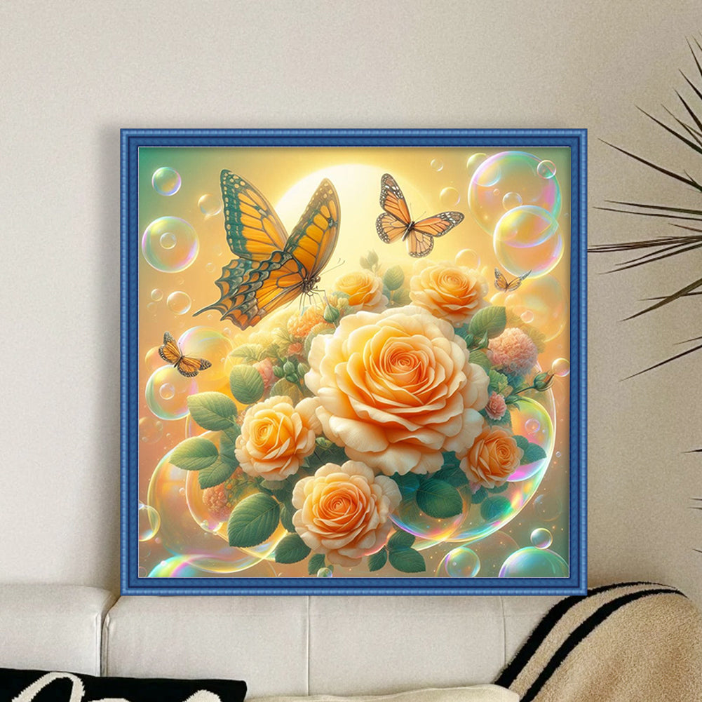 Dreamy Flowers - Full 11CT Stamped Cross Stitch 40x40CM - Huacan