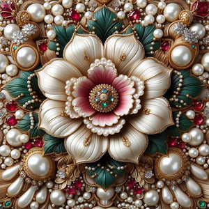 White Pearl Flowers 40*40CM(Picture) Full Round Drill Diamond Painting