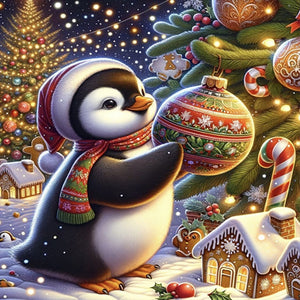Winter Christmas Penguins 40*40CM(Picture) Full Round Drill Diamond Painting