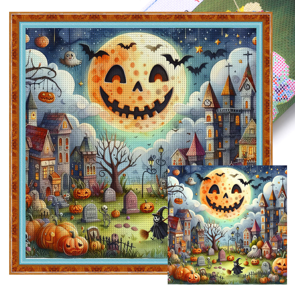 Yishu - Halloween Cottage - 50*50CM 11CT 3 Stamped Cross Stitch