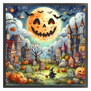 Yishu - Halloween Cottage - 50*50CM 11CT 3 Stamped Cross Stitch