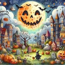Load image into Gallery viewer, Yishu - Halloween Cottage - 50*50CM 11CT 3 Stamped Cross Stitch
