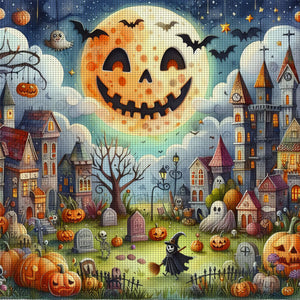 Yishu - Halloween Cottage - 50*50CM 11CT 3 Stamped Cross Stitch