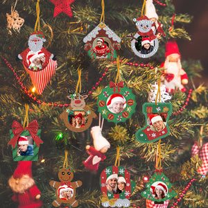 10Pcs Christmas Diamond Painting Photo Frame Hanging Pendant for Xmas Tree