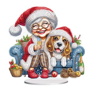 Christmas Grandma Diamond Painting Desktop Ornaments Kit for Adults Beginner (D)