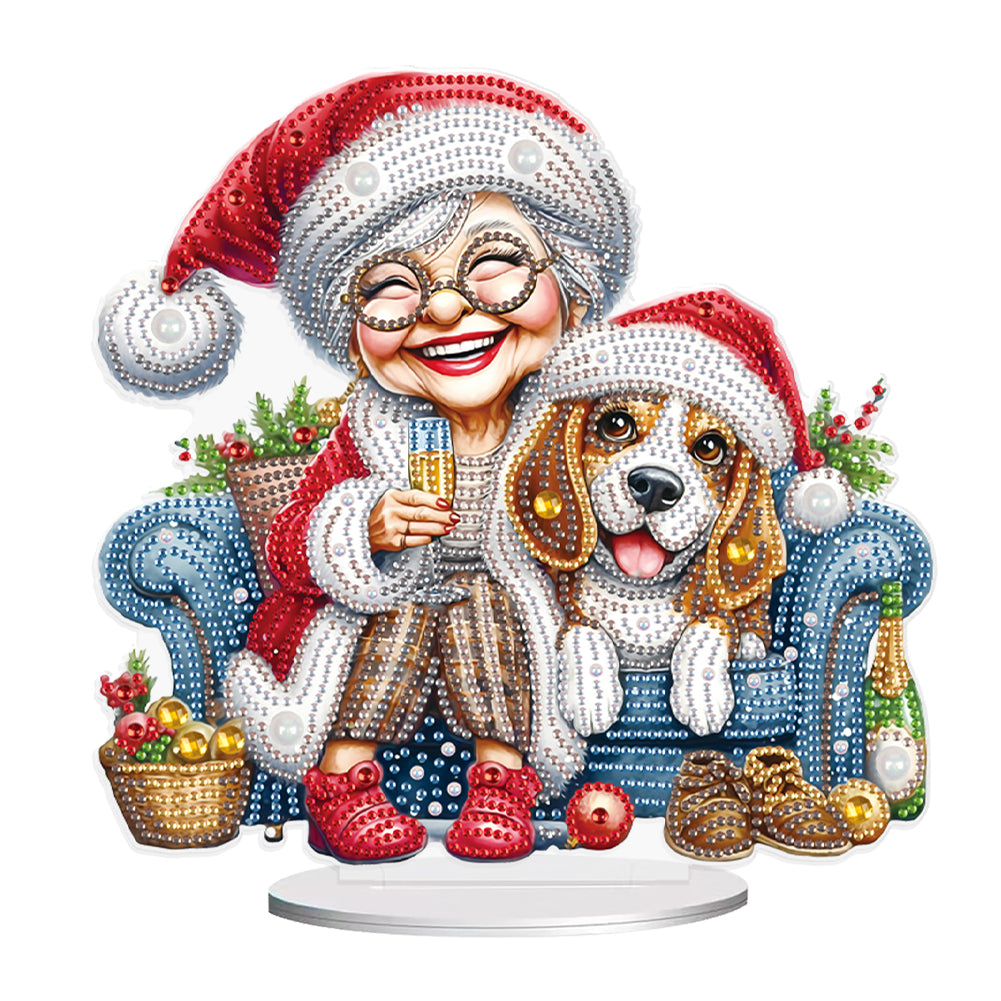 Christmas Grandma Diamond Painting Desktop Ornaments Kit for Adults Beginner (D)
