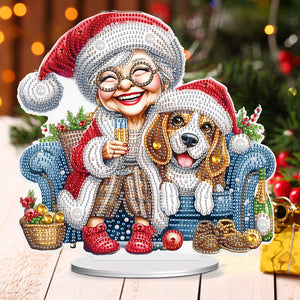 Christmas Grandma Diamond Painting Desktop Ornaments Kit for Adults Beginner (D)