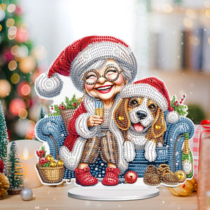 Christmas Grandma Diamond Painting Desktop Ornaments Kit for Adults Beginner (D)