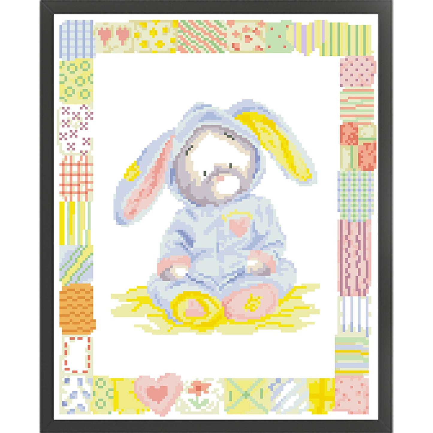 Cute Rabbit - Partial  9CT Stamped Cross Stitch - Bead Embroidery 36x45CM/14.17x17.72in