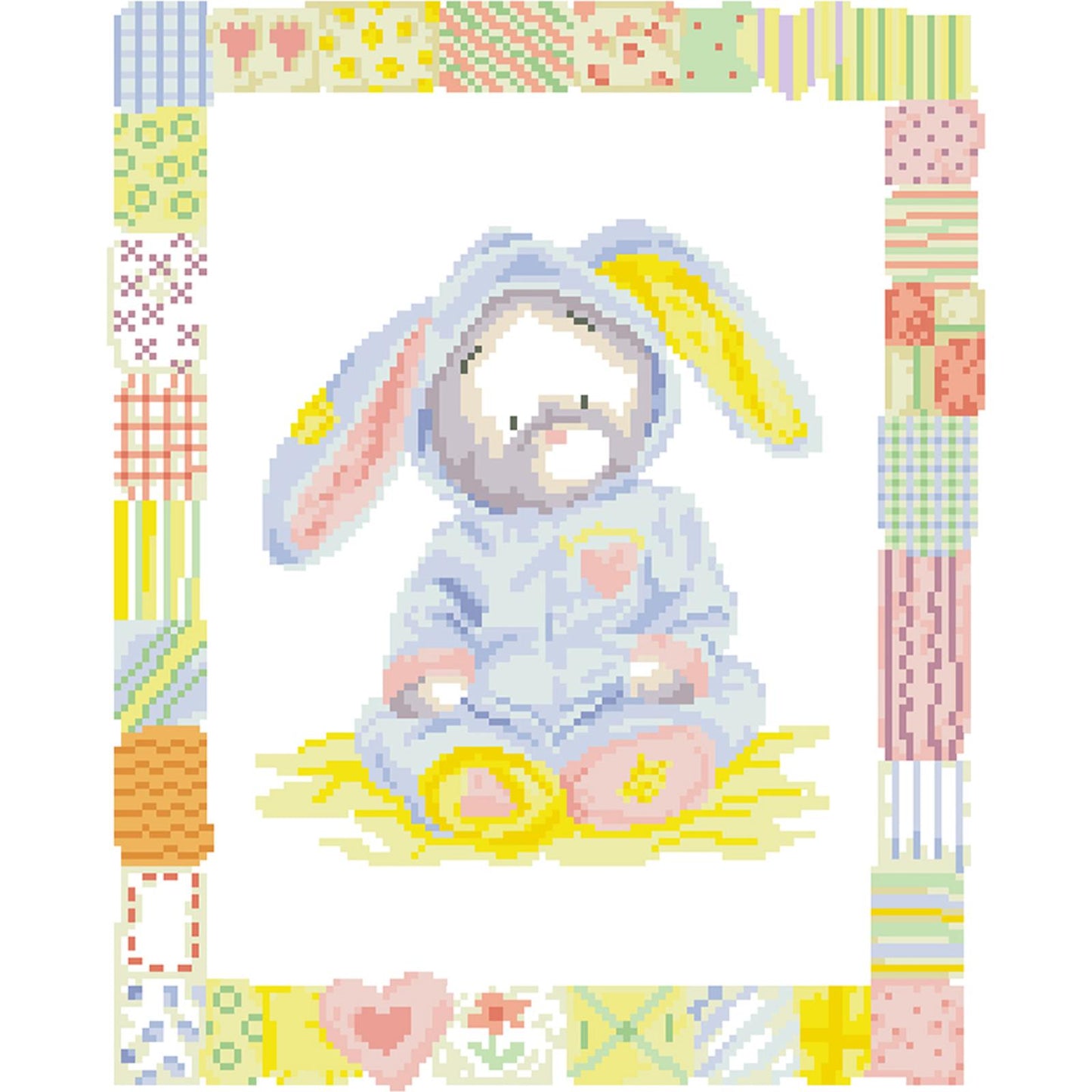 Cute Rabbit - Partial  9CT Stamped Cross Stitch - Bead Embroidery 36x45CM/14.17x17.72in