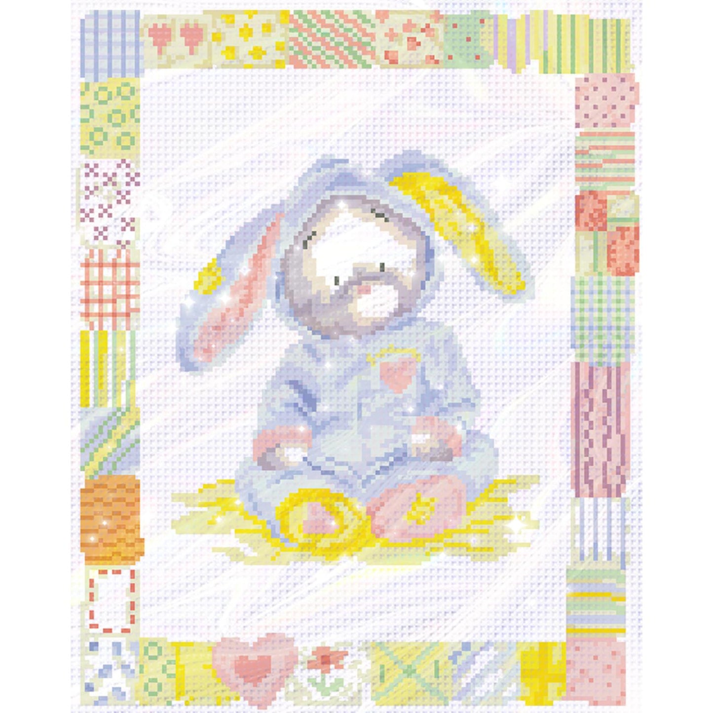 Cute Rabbit - Partial  9CT Stamped Cross Stitch - Bead Embroidery 36x45CM/14.17x17.72in