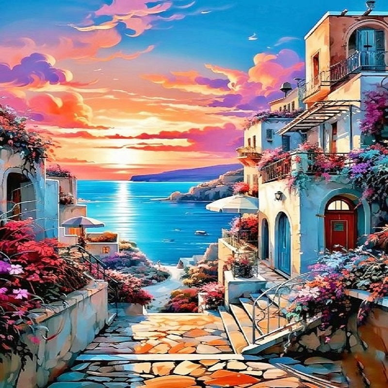 Seaside House - Full 11CT Stamped Cross Stitch 40x50CM - Huacan