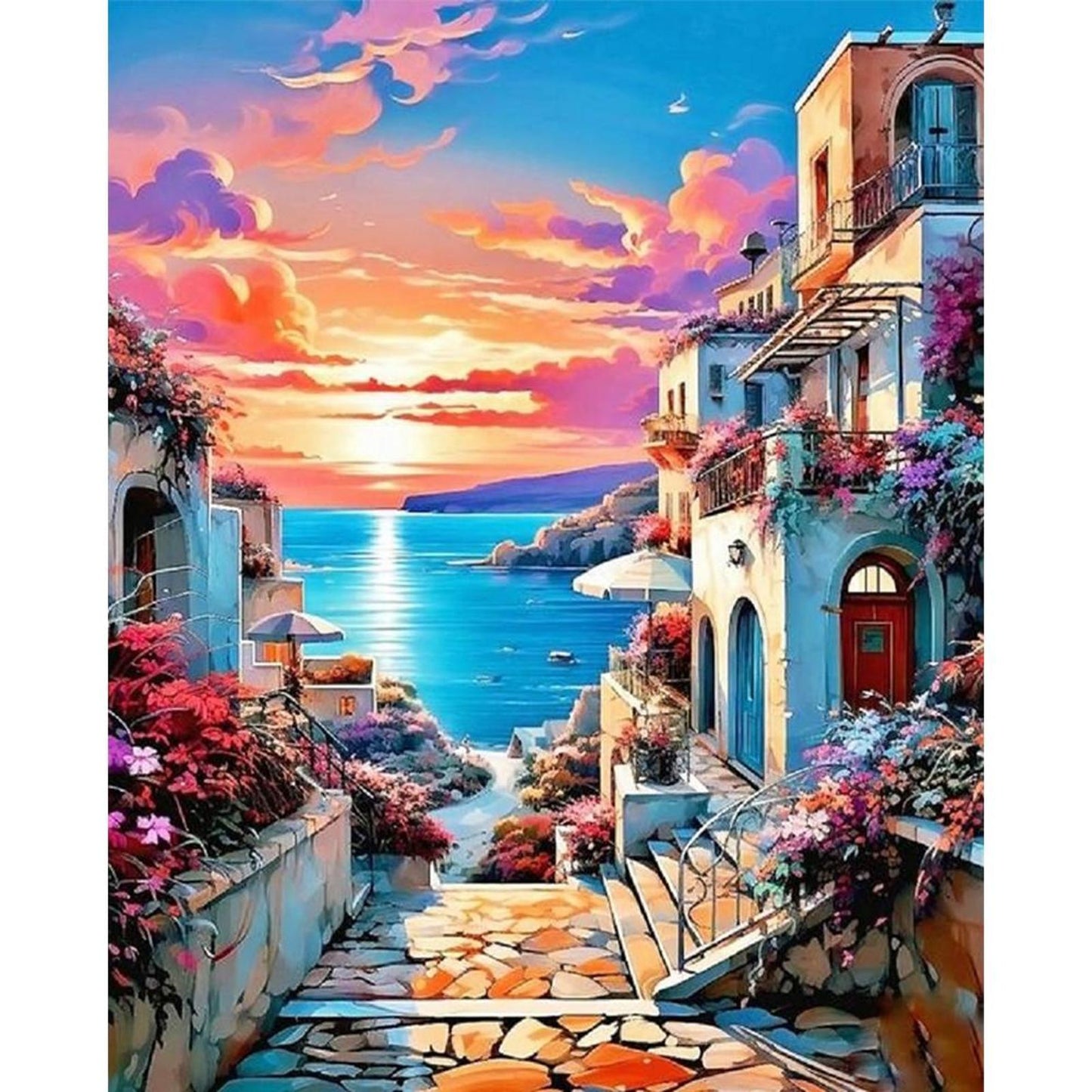 Seaside House - Full 11CT Stamped Cross Stitch 40x50CM - Huacan