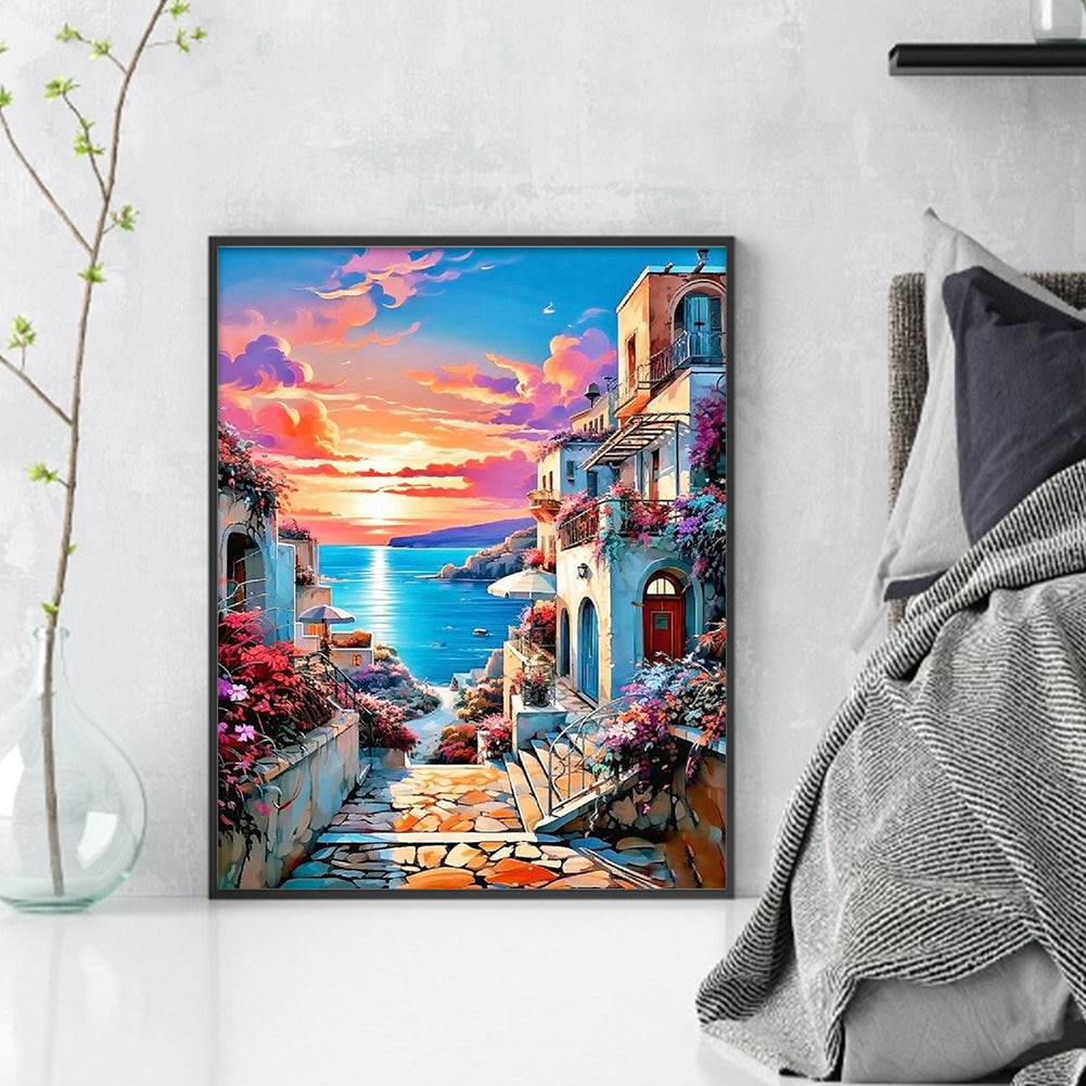 Seaside House - Full 11CT Stamped Cross Stitch 40x50CM - Huacan