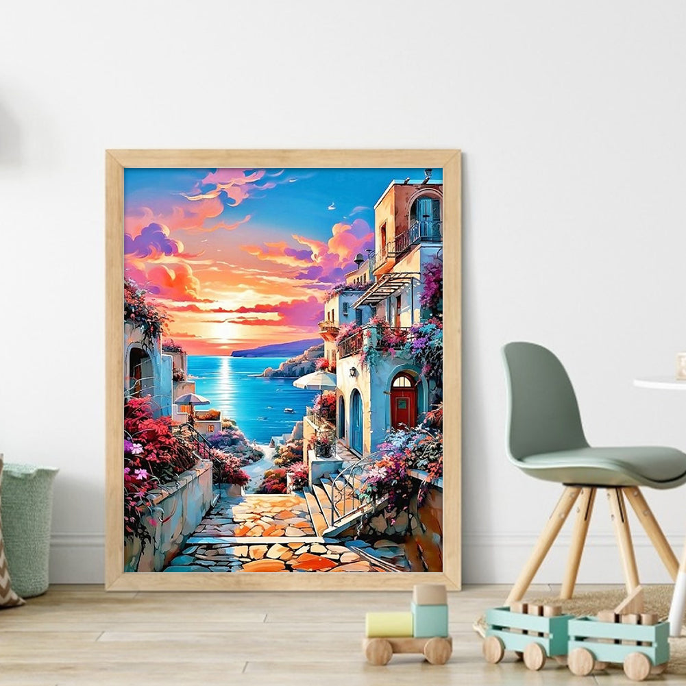 Seaside House - Full 11CT Stamped Cross Stitch 40x50CM - Huacan