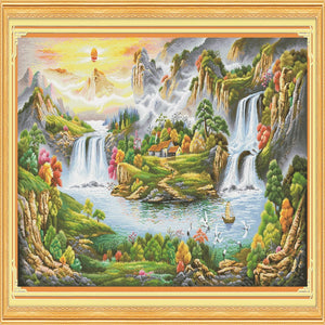 Mona Lisa Brand - Spring Splendor In The House - 261*111CM 11CT 3 Stamped Cross Stitch