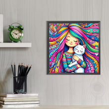 Load image into Gallery viewer, Girl And White Cat 40*40CM(Picture) Full Round Drill Diamond Painting
