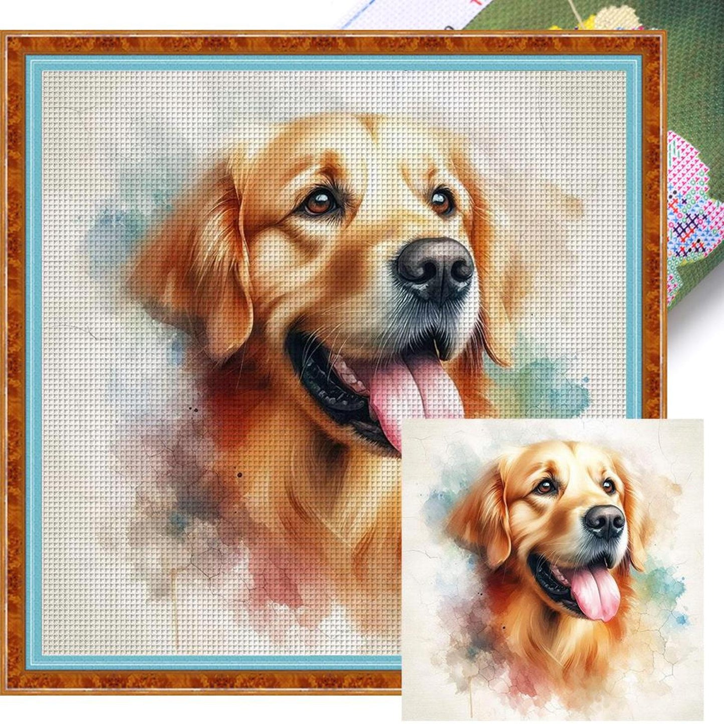 Golden Retriever - Full 11CT Stamped Cross Stitch 40x40CM - Yishu