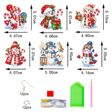 Load image into Gallery viewer, 6 Pairs Double Sided Christmas Snowman Diamond Painting Earrings Jewelry
