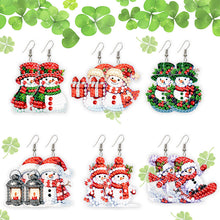 Load image into Gallery viewer, 6 Pairs Double Sided Christmas Snowman Diamond Painting Earrings Jewelry
