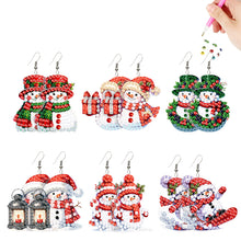 Load image into Gallery viewer, 6 Pairs Double Sided Christmas Snowman Diamond Painting Earrings Jewelry
