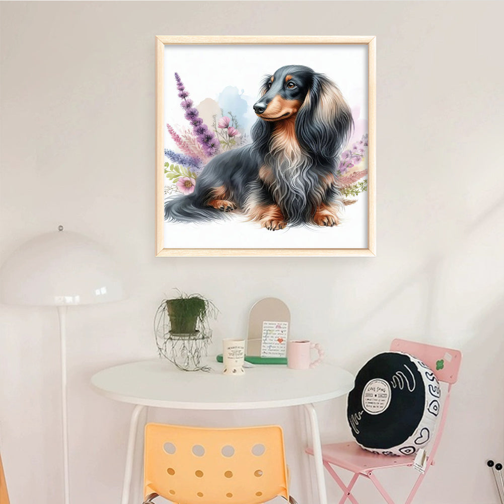 Dachshund-Dog - Full 11CT Stamped Cross Stitch 40x40CM - Yishu