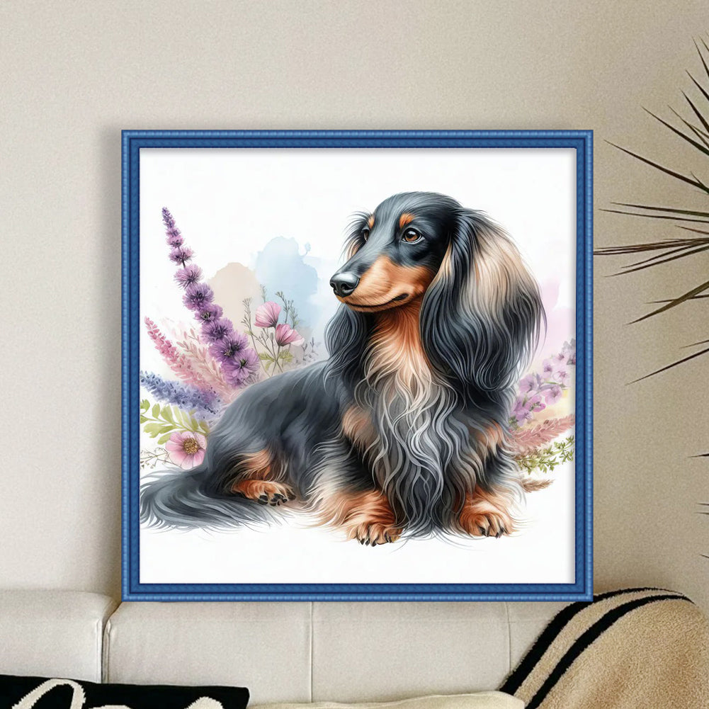 Dachshund-Dog - Full 11CT Stamped Cross Stitch 40x40CM - Yishu
