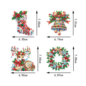 4Pcs Acrylic Special Shaped Christmas DIY Diamond Art Brooch Kit for Women Girls