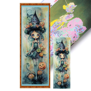 Yishu - Pumpkin Witch - 30*90CM 11CT 3 Stamped Cross Stitch