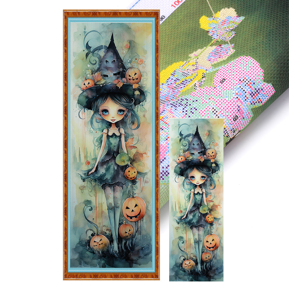 Yishu - Pumpkin Witch - 30*90CM 11CT 3 Stamped Cross Stitch