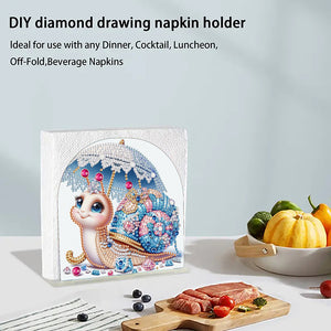 Christmas Acrylic DIY 5D Diamond Art Painting Napkin Holder Rack Set (Snail)