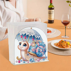 Christmas Acrylic DIY 5D Diamond Art Painting Napkin Holder Rack Set (Snail)