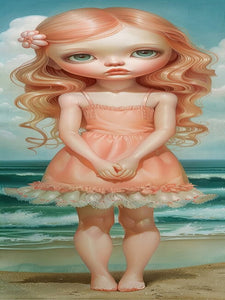 Curly-Haired Girl 30*90CM(Canvas) Full Round Drill Diamond Painting