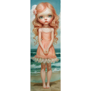 Curly-Haired Girl 30*90CM(Canvas) Full Round Drill Diamond Painting