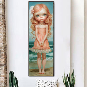 Curly-Haired Girl 30*90CM(Canvas) Full Round Drill Diamond Painting