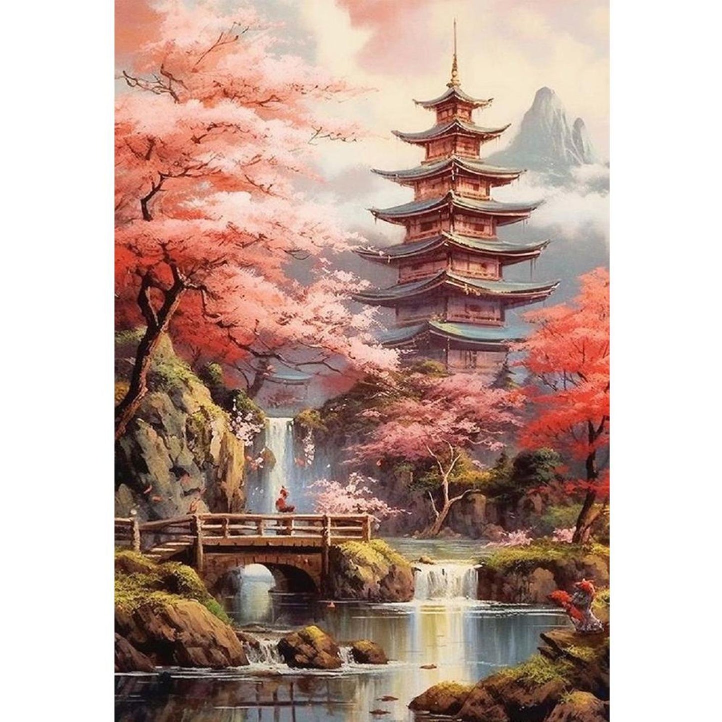 Landscape With Pavilion - Full 11CT Stamped Cross Stitch 40x60CM - Yishu
