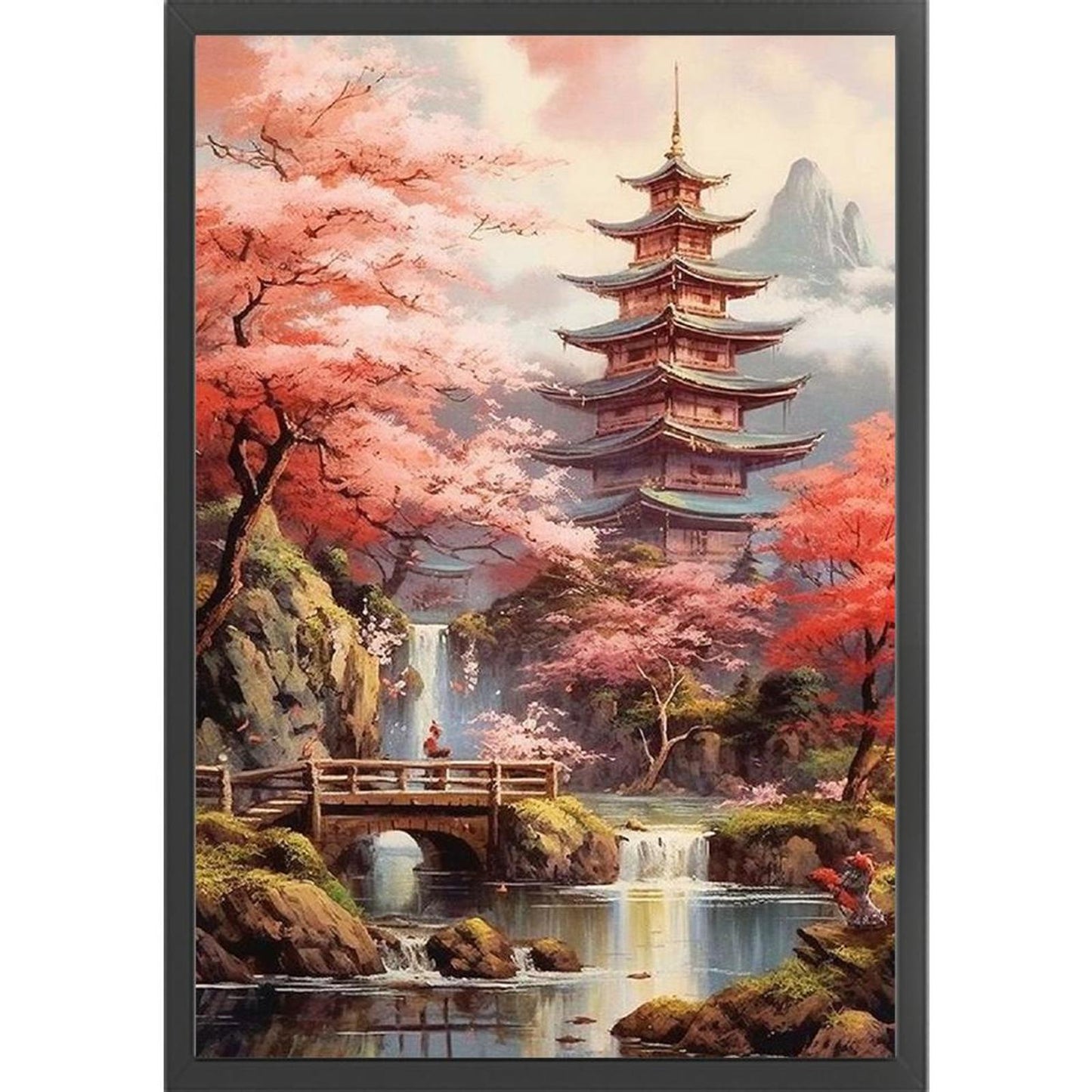 Landscape With Pavilion - Full 11CT Stamped Cross Stitch 40x60CM - Yishu