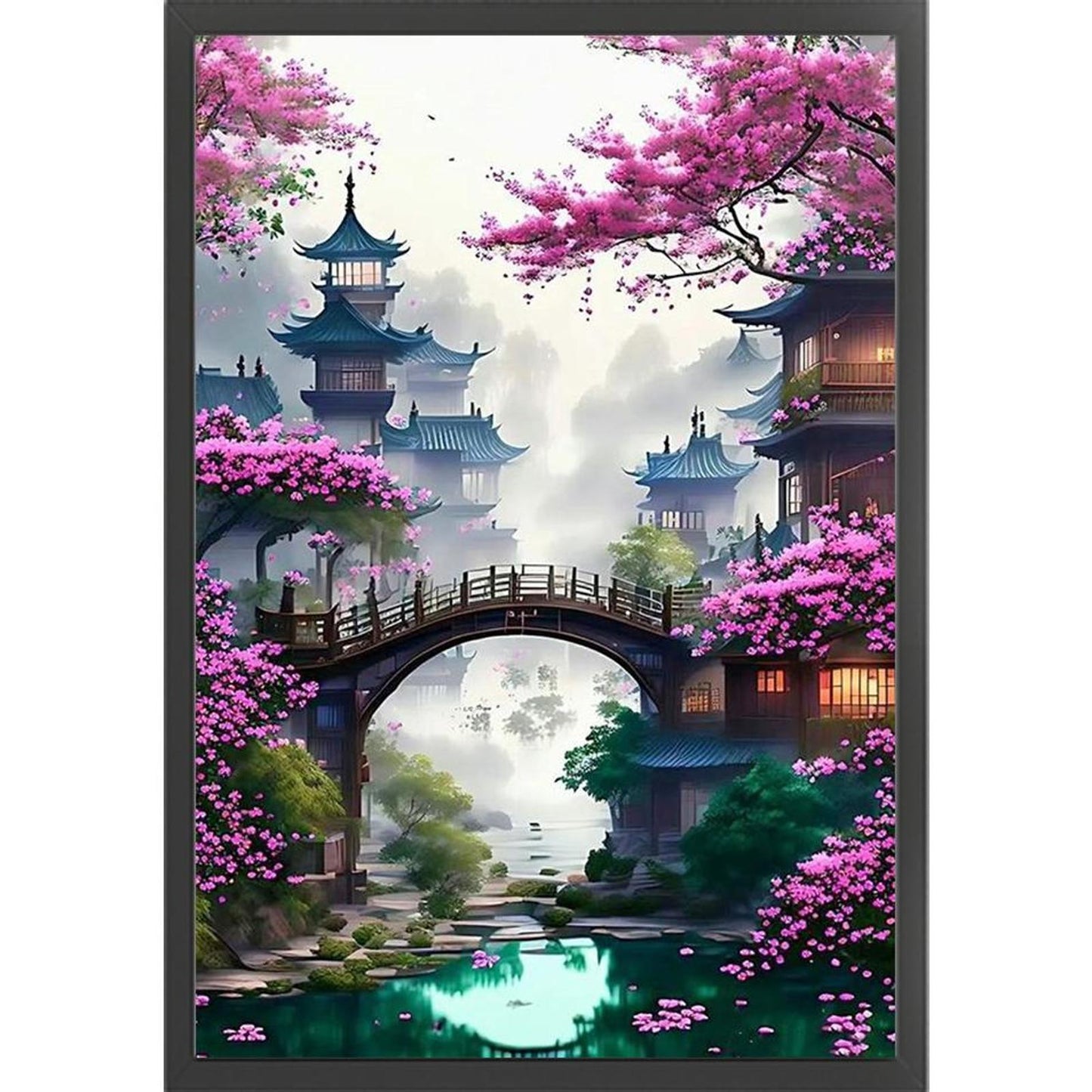 Landscape With Pavilion - Full 11CT Stamped Cross Stitch 40x60CM - Yishu